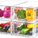 4 Pack Acrylic Storage Drawers, Clear Stackable Storage Drawers, Acrylic Organizers Drawers for Under Sink, Pantry, Bathroom, AcrylicStorage Containers for Makeup Organizers Cosmetic Display, Medium