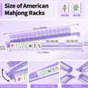 18.5 Inch Mahjong Racks with Pushers - Set of 4 Premium Tile Holders for 1.2" American Mahjong Games, Smooth Sliding for Family Game Nights (Purple with Glitter)