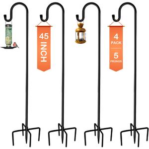 Ottsuls Shepherd-Hooks Adjustable for Bird-Feeder Lantern Plant-Hook Garden-Stake - Plant Stand Hanger for Outdoor Flower Basket, Bird Feeder Hanger Weddings Decor (45 INCH)