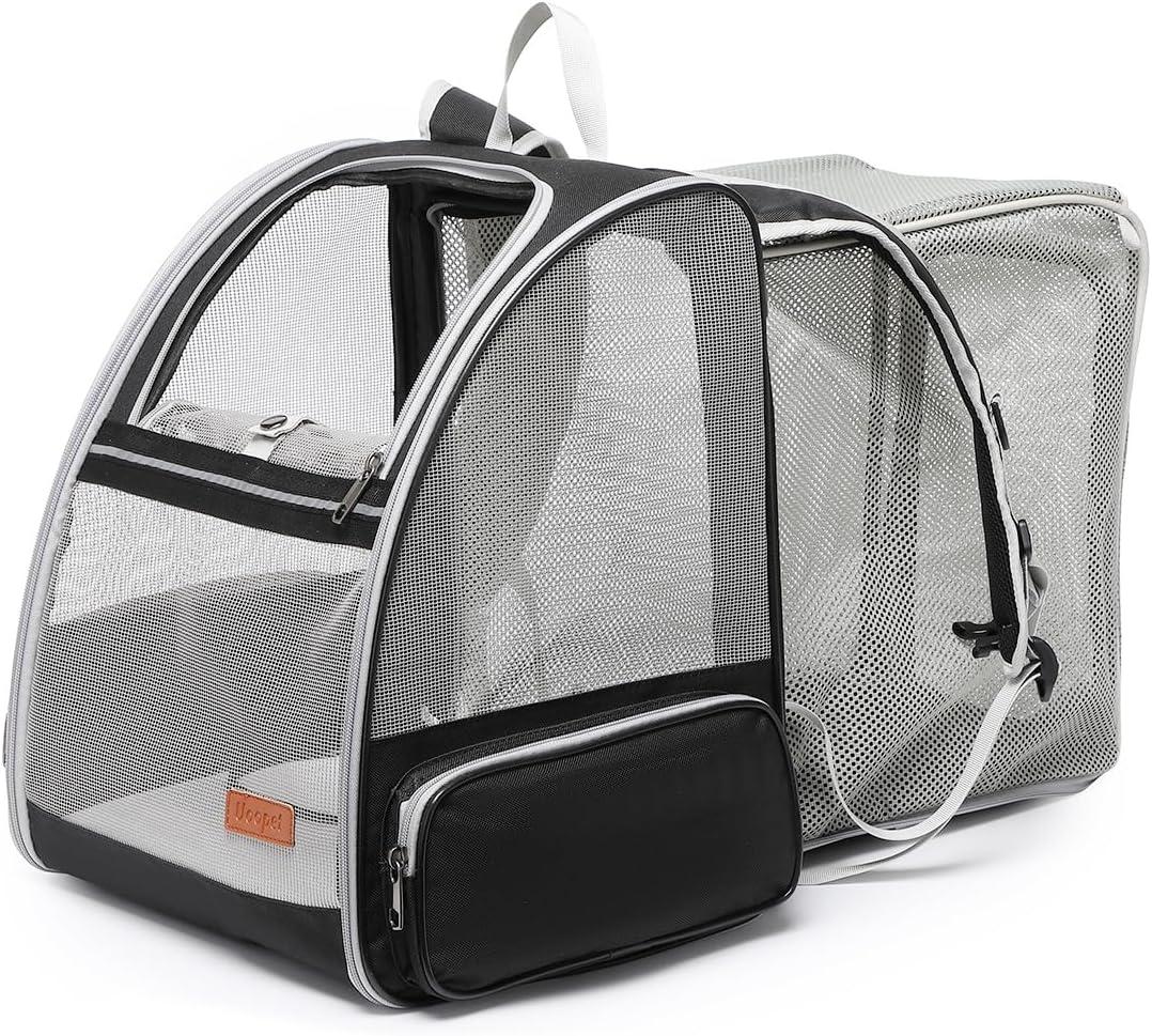 Cat Backpack Carrier for Large Cats,Small Dog Backpack Carrier,Expandable Pet Bag Foldable Breathable & Sturdy for Travel, Hiking, VetAirline Approvedfor Cats to 20lbs or Puppy 12lbs