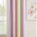 XiDi Pink Yellow Curtains for Girls Bedroom Decor Kids Blackout Curtains for Nursery Room Darkening Rainbow Princess Unicorn Wall Decals Little Girl Pink Yellow Purple 34x72 Inches Long 1 Panel