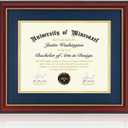 15x18 Diploma Frames with 11x14 Blue Mat Display Documents 11 x 14 or 15 x 18 without Mat, 14x11 Cherry Red Frame for Wall Mounting
