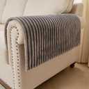 HAOMAIJIA Non-Slip Couch Armrest Covers for Sofa,Fuzzy Couch Arm Covers Set of 2,Washable Thick Soft Recliner Chair Arm Cover Protectors (Grey)