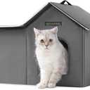Rest-Eazzzy Outdoor Cat House, Feral Cat House Insulated with Mat and Clip, Weatherproof and Insulated, Cat Beds for Cats Kittens Puppies, Never Blow Away (Grey, M 13" X 17" X 20")
