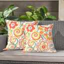 LVTXIII 2 Pack Outdoor Throw Pillow Covers for Patio Furniture, 16x16 Inch Square Pillow Case, Water-Repellent Cushion Covers for Garden, Porch, Sofa, Flower Multi
