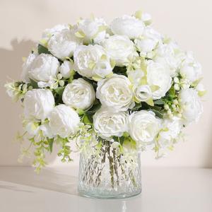 Luyue 8 Packs Peonies Artificial Flowers Vintage Faux Peony Bouquet Fake Flower for Vase Silk Floral Arrangements for Table Centerpiece Wedding Decoration Indoor Home Decor