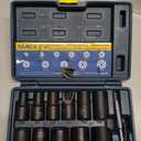 MABLEVI 13 PCS Bolt Extractor Set, 1/2" Drive Impact Lug Nut Remover Socket Tool with Center Punch Bar for Damaged, Frozen, Studs, Rusted, Rounded-Off Bolts & Screws