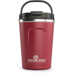 Stainless Steel Insulated Coffee Mug for Hot & Cold Drinks, 12 oz Red - Coffee Cup with Lid and Handle - Coffee Travel Mug - 100% Leak-Proof Insulated Coffee Tumbler - Travel Coffee Mug Spill Proof