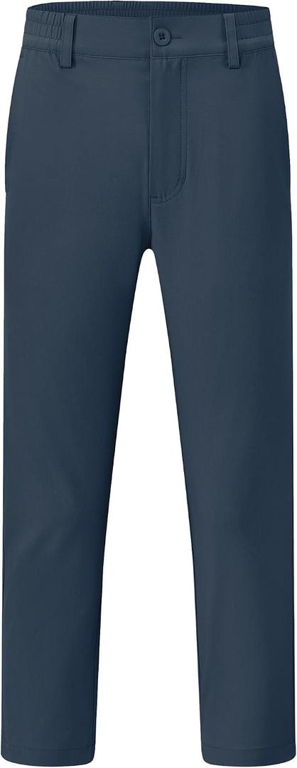 Boys Dress Pants School Uniform Golf Pants Kids Elastic Waist Chino Slacks with Pockets (S)