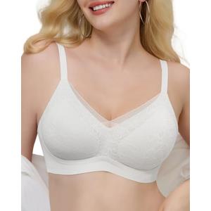 As Fairy No Underwire Sheer Mesh V-Neck Bra Lace Soft Support Comfort Bra for Women Everyday T-Shirt Bralette