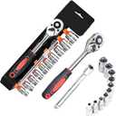 1/4" Ratchet Socket Wrench Set,12 Pieces Drive Sockets Set with Quick Released Ratchet Handles and Extension Bar