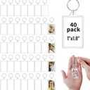 40 Pack Acrylic Photo Keychain Bulk, Clear Photo Keyrings for 1.8"x1.1" Pictures, Shatterproof Acrylic Keychains with Split Rings, DIY Custom Keyring Frames for Gifts, Parties & Crafts