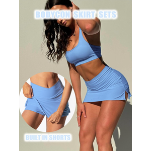 Two Piece Tennis Skirt Sets for Women 2 Piece Skirt Set Going Out Golf Mini Skort Athletic Dress Workout Set M