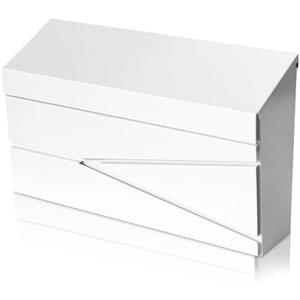 Ydocabinit Wall Mount Mailbox, Large Capacity Mailbox for House, Galvanized Steel Rust-Proof Metal Post Box Drop， Mailboxes for Outside, 15.74"×9.84"×4.33", White Modern Sleek Style