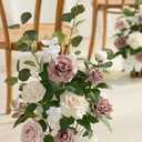 Ling's moment 17.5" Tall Standing Artificial Flowers Arrangements 4 pcs Wedding Aisle Runner Chair Decorations Dusty Rose Cream for Centerpieces Ceremony Reception Rose Floral Party Outdoor