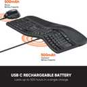 MEETION Ergonomic Keyboard and Mouse, Wireless Keyboard with Vertical Mouse, Split Curved Keyboard with Wrist Rest, Natural Typing USB Receiver Rechargeable Full Size, Windows/Mac/PC/Laptop, Large