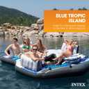Intex Blue Tropic Inflatable 5 Person Raft or Swimming Pool Island Water Floating Lounger Raft with Backrests, Built in Cooler, and 4 Cupholders, 129" X 112" X 26 1/2"