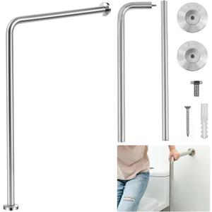 Zonon 1 Pack Wall to Floor Safety Grab Bar Stainless Steel Shower Grab Bars for Bathroom Wet Areas Disabled Elderly Pregnant Women (L Style)