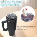 40oz Flip Straw Lid Compatible with Stanley Cup, Upgraded 2-in-1 Straw and Sip Opening Replacement Lid with Dustproof Cover Leakproof Detachable Silicone Lid for 40 oz Tumbler Accessories (Cream)