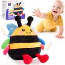hahaland Musical Tummy Time Bouncing Plush Bee Crawling Toy for 6 Month | Dancing Vibrating & Buzzing Bee Baby Toys 7 8 9 10 11 12 Month Old, Bee Toy Gifts for 1 Year Old Boy & Girl