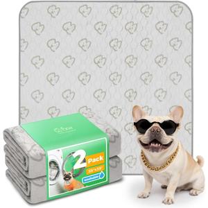 FXW Washable Pee Pads for Dogs, Puppy Pads with Super Absorbent, Specifically Designed for Potty Training, 35" Square, Khaki, 2 Packs