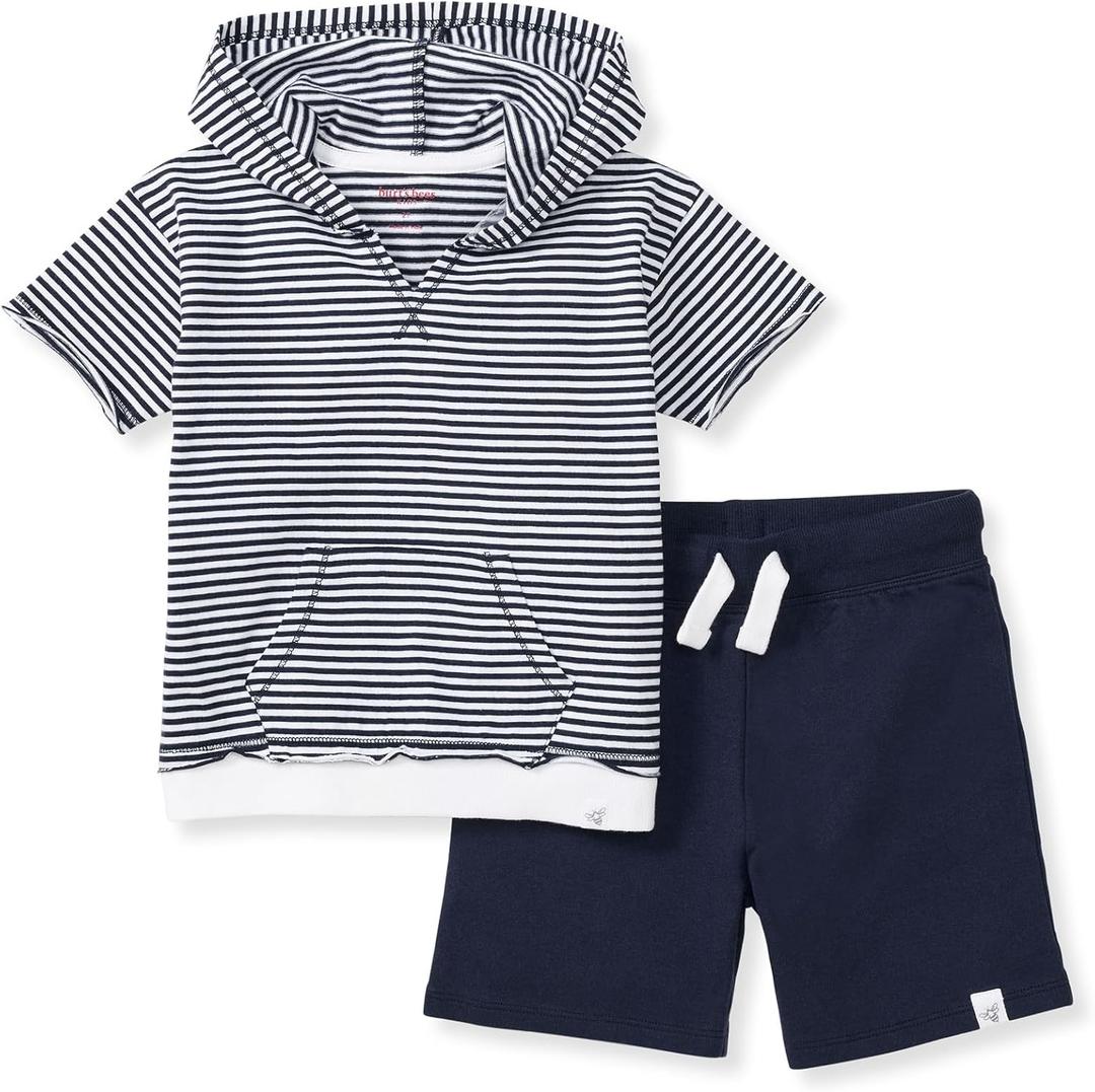 Burt's Bees Baby baby-boys Short Sleeve Shirt and Pant Set, Top & Bottom Outfit, 100% Organic Cotton (6-9 Months)