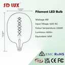 SD LUX Oversized Vintage Giant LED Light Bulb Huge Edison Bulb- Dimmable, 8W 450LM (50W Equi), Warm White 2200K, Medium E26 Base - Perfect for Decorative Pendant Lighting, 1 Pack(DG170)