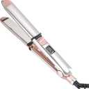 Rozamor 2-in-1 Titanium Ionic Flat Iron,Professional Hair Straightener & Curler, Fast Heating, Dual Voltage, Pink, for All Hair Types
