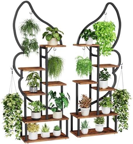 Amazon.com: 6 Tier Plant Stand Indoor Cat Shaped, Tall Metal Plant Stand with 6 Plant Hooks & 12 Boards, Large Ladder Plant Shelf with Adjustable Feet for Living Room, Balcony, Garden, Art Studio (2 Pack) : Patio, Lawn & Garden