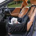 Oiilores Dog Car Seat for Small Dogs, Washable Pet Booster Seats with Clip-On Safety Leash, Comfy Deluxe Plush Carseat with Storage Pockets, Puppy Car Travel Carrier Bed for Dogs Under 25 lbs, Black