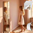 Unbreakable Kids Mirror Tiles for Wall Decor, 4 PCS 16 x 12 Inches Toddler Mirror Full Length, Stick on Classroom Small Plastic Baby Mirrors, Shatterproof Home Gym Acrylic Door Mirrors for Bedroom