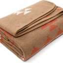 ACUSHLA Merino Wool Camp Blanket - Soft Warm Thick Washable Large Outdoor Camping Sleeping Throw Blanket All Weather, Morocco Khaki 79" x63"