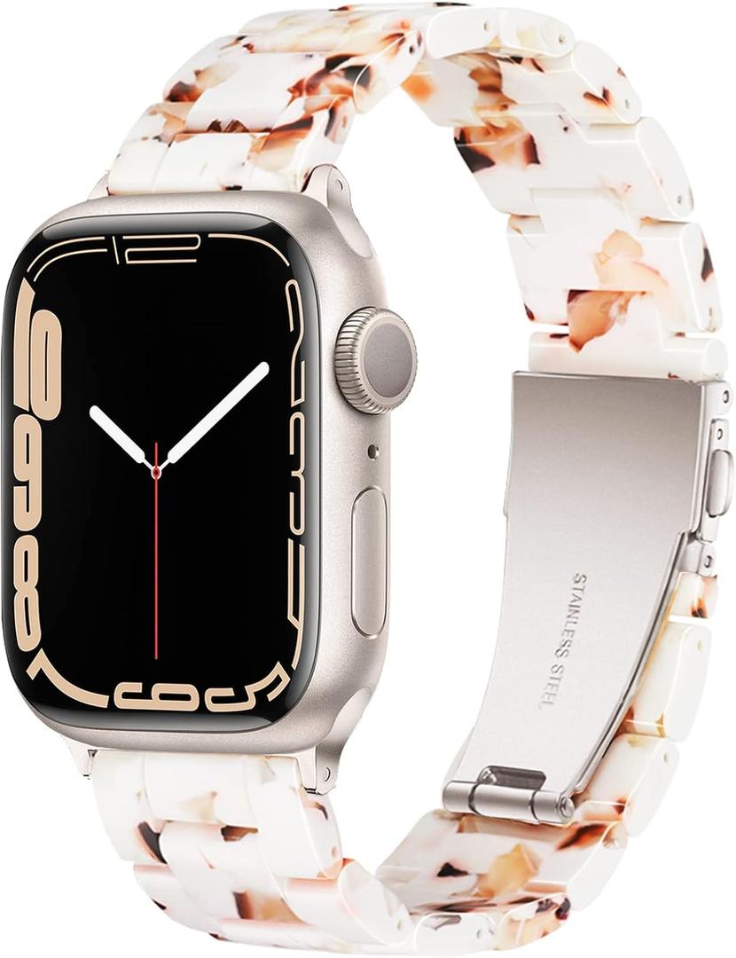 Light House Apple Watch Bands-Fashion Lightweight Resin iWatch Bands for Women Men 38mm/40mm/41mm/42mm(Series 11 10), 49mm/46mm/45mm/44mm/42mm(S 3 2 1), Compatible with Apple Watch Series 11 SE 10 9 8 7 6 5 4 3 Ultra (Bubbly Nougat White for Starlight)