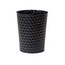 Small Metal Trash Can Wastebasket, Decorative Honeycomb Garbage Can Waste Basket, Modern Farmhouse Round Trash Bin for Bathroom, Bedroom, Kitchen and Office (Black)