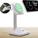 ESR Qi2 3 in 1 Wireless Charging Station, [Certified] Apple Watch Charger & 15W Qi2 MagSafe Charger Stand for iPhone, Wireless Charger for Multiple Devices iPhone 17/16/15/14/13&Watch&AirPods,White