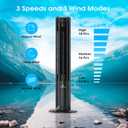 115 Oscillating Modern Tower Fan for Bedroom, 43'' Standing Fan with Remote, 7.5H Timer, 28dB Ultra Quiet Cooling Floor Fan for Home, Office or Bedroom, 3 Speeds, 3 Modes, X01A, Black