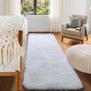 ONASAR White Runner Rugs for Bedroom Living Room, Luxury Bedside Fluffy Area Rug 2x6 Feet, Ultra Soft Plush Faux Fur Floor Throw Carpet for Hallway Nursery Kids Dorm Home Decor Aesthetic