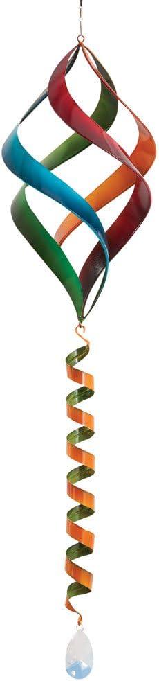 Bits and Pieces Enameled Rainbow Wind Spinner - Sun Catcher Colorful Garden Dcor - Hanging Suncatcher with Spiral Tail Prism - Weatherproof Enamel Finish for Yard Decorations Outdoor