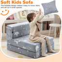 MeMoreCool Kids Tri-Fold Sofa Bed Glow Star Floor Mattress & Foldable Futon Chair Convertible Toddler Couch | Soft Plush Lounge Mat | Playroom Furniture | Includes Pillow