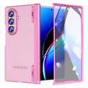 FABSPARK Case for Samsung Galaxy Z Fold 7 Built-in Screen Protector,Hinge Protection,Crystal Clear Transparent Anti-Yellow Slim Fit Acrylic Hard PC for Samsung Z Fold 7 Case, Clear Pink
