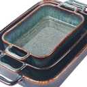 Baking Dish Ceramic Baking Dish、Rectangular Baking Pans Set、Double handles Suitable for lasagna、Baking、Oven 12.8IN、10.8IN、8.9IN Reactive Glaze 3-Piece