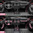 E-cowlboy 18 PCS Full Set Interior Decoration Trim Kit Steering Wheel Center Console Door Handle Air Conditioning Vent Cup Holder Gear Cover Trim for Jeep Wrangler JK JKU 2011-2018 4-Door (Pink)