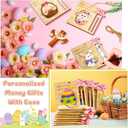 8Pcs Easter Money Holders for Cash Gift, Easter Wooden Money Holders Card Bunnies Ornaments for Holiday Tree Ornaments Table Centerpiece Decorations