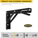 Folding Shelf Brackets, Collapsible Heavy Duty Shelf Brackets for Fold Down Desk, 18 Inch with 4 Pack, Black