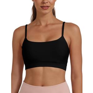 Buauty U Neck Sports Bra for Women, Adjustable Thin Straps Padded Push up Light Support Low Impact Racerback Yoga Bras (X-Large)