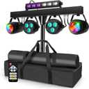 Telbum DJ Lights Package with Stand 7.5Ft, DJ Light for Parties Sound Activated, DMX & Remote Control Portable Gig Bar Lights LED Stage Lighting System for Band, Booth, Wedding, Events, Shows