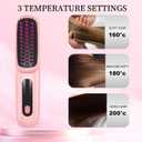 Go Brush Pro for Short Hair 2026, Portable Straightener Brushs for Travel, with LCD Temperature Display, Fast Heating Cordless Mini Hair Brushs (Pink)