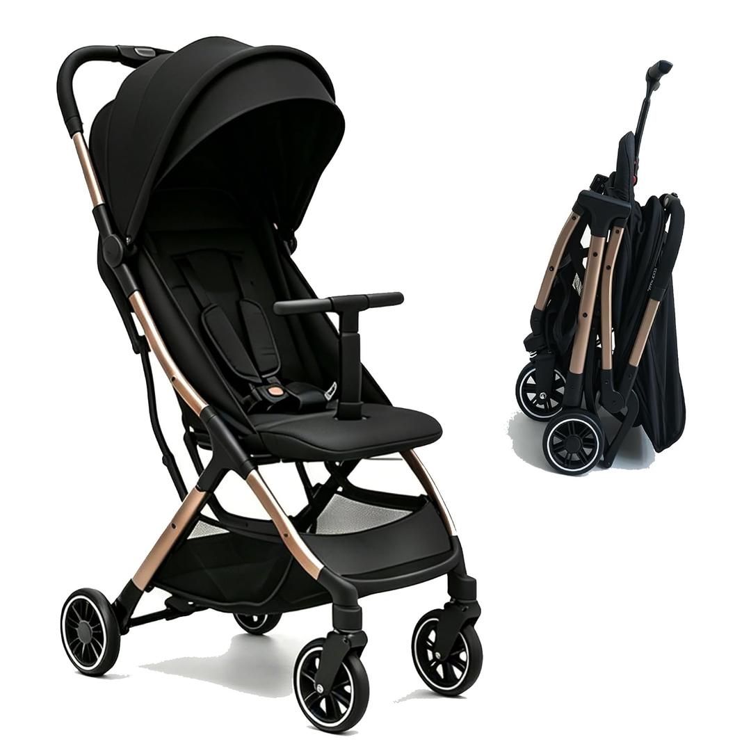 COOL KIDS Portable Stroller with Automatic FoldLightweight Umbrella Stroller with Pop Out Sun CanopyCompact Strollers for Travel(Rose Gold)