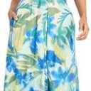 Maggy London Women's Button Down Short Sleeve Midi Pockets-Self Tie Belt-Wedding Guest Summer Dress Size 4, Aqua Blue Green 