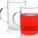 Borosilicate Glass Mugs 19 oz Set of 2, Extra Large Clear Glass Cup with Handle for Coffee Tea Beverage, Hot/Cold Drinking Glasses, wide mouth.